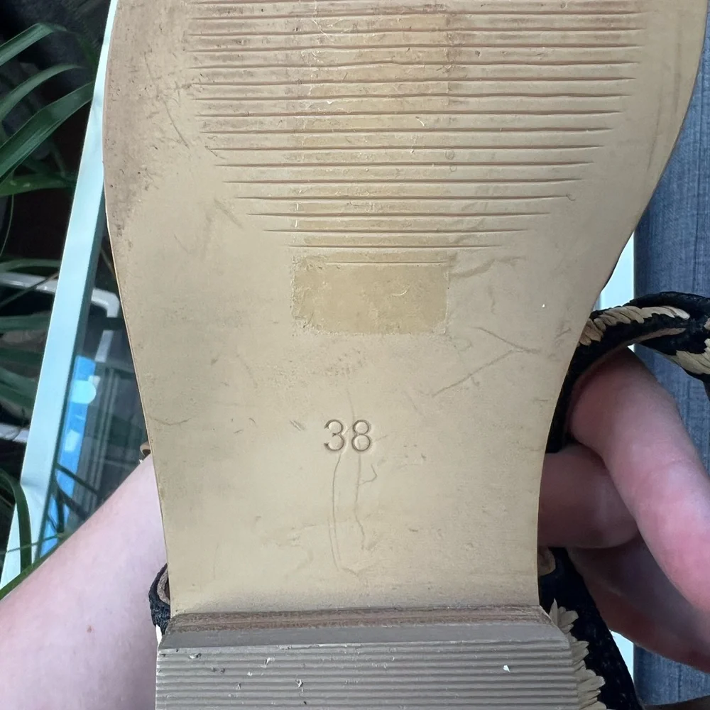 Oliver Bonas Black & Cream Woven Leather Sandals - Picture 4 of 5